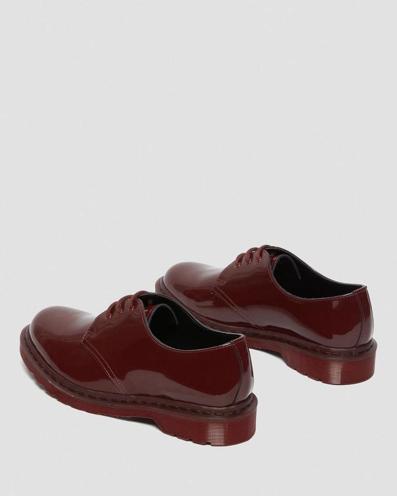 Red Men's Dr Martens 1461 Made in England Mono Patent Leather Oxfords Shoes | CA 594JPQ